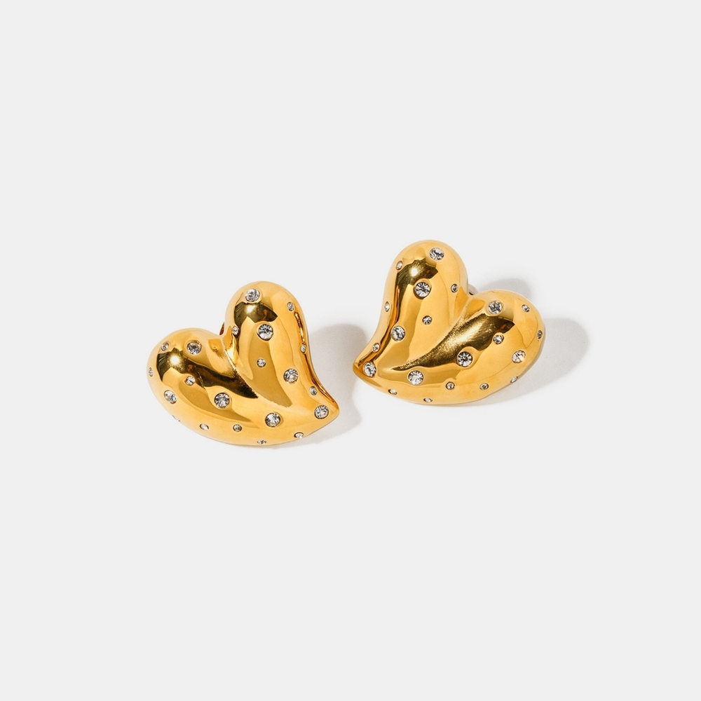 Heart Shape 18K Gold-Plated Zircon Earring - Picture 2 of 3
